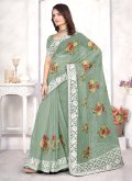Alluring Green Organza Embroidered Designer Saree for Ceremonial - 1