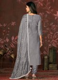 Alluring Grey Organza Woven Trendy Salwar Kameez - 1