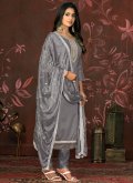 Alluring Grey Organza Woven Trendy Salwar Kameez - 2