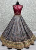 Alluring Grey Pure Silk Embroidered Lehenga Choli for Ceremonial - 1