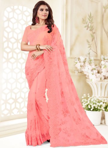 Alluring Hot Pink Net Embroidered Classic Designer