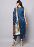 Alluring Jacquard Work Silk Blue Trendy Salwar Suit - 2