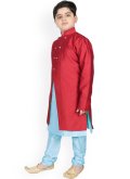 Alluring Maroon and Turquoise Art Dupion Silk Fancy work Jacket Style - 1