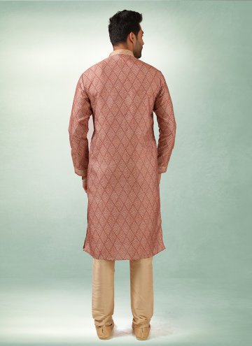 Alluring Maroon Art Silk Printed Kurta Pyjama