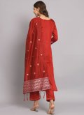 Alluring Maroon Cotton Silk Woven Trendy Salwar Kameez - 1