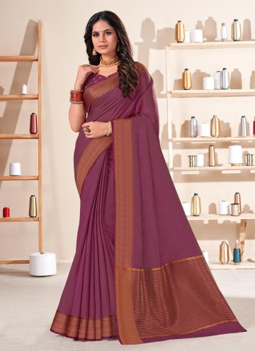 Alluring Mauve Silk Woven Classic Designer Saree for Ceremonial