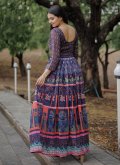 Alluring Multi Colour Chanderi Digital Print Gown for Casual - 1