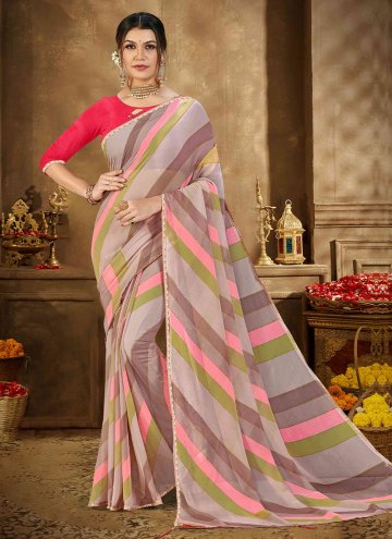 Alluring Multi Colour Georgette Printed Trendy Saree for Casual