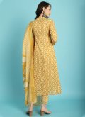 Alluring Mustard Blended Cotton Printed Pant Style Suit - 2
