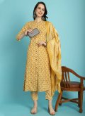 Alluring Mustard Blended Cotton Printed Pant Style Suit - 3