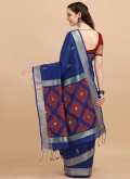 Alluring Navy Blue Banglori Silk Sequins Work Classic Designer Saree for Casual - 3