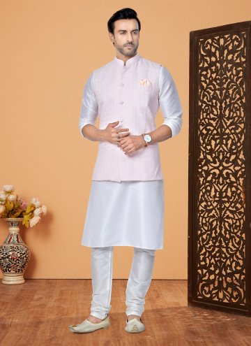 Alluring Off White and Pink Banarasi Fancy work Ku