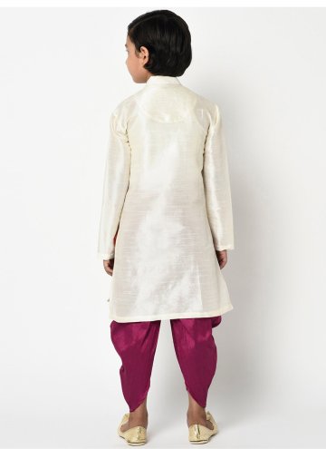 Alluring Off White Art Dupion Silk Embroidered Angarkha