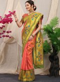 Alluring Peach Banarasi Woven Classic Designer Saree - 2