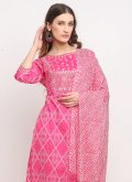 Alluring Pink Cotton  Gota Work Trendy Salwar Kameez for Ceremonial - 1