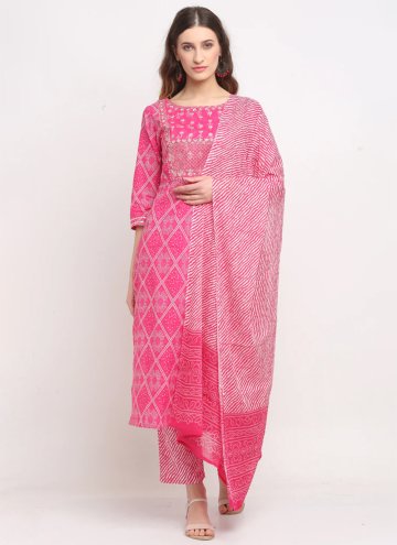 Alluring Pink Cotton  Gota Work Trendy Salwar Kameez for Ceremonial