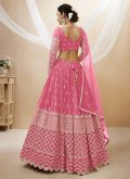 Alluring Pink Georgette Embroidered A Line Lehenga Choli for Engagement - 2
