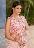 Alluring Pink Georgette Embroidered Lehenga Choli for Engagement - 1