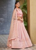 Alluring Pink Georgette Embroidered Lehenga Choli for Engagement - 3