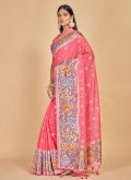 Alluring Pink Kanjivaram Silk Woven Trendy Saree - 1
