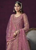 Alluring Pink Net Embroidered Anarkali Salwar Kameez - 1