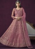 Alluring Pink Net Embroidered Anarkali Salwar Kameez - 3