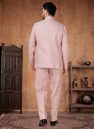 Alluring Pink Rayon Buttons Jodhpuri Suit