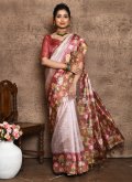 Alluring Pink Silk Floral Print Contemporary Saree - 2