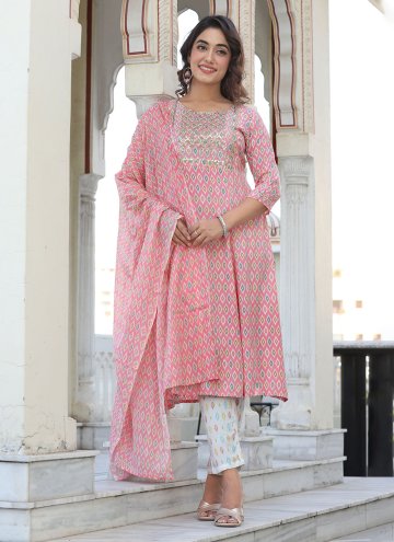 Alluring Pink Viscose Embroidered Salwar Suit