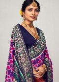 Alluring Purple Cotton Silk Polka Dotted Trendy Saree for Ceremonial - 1