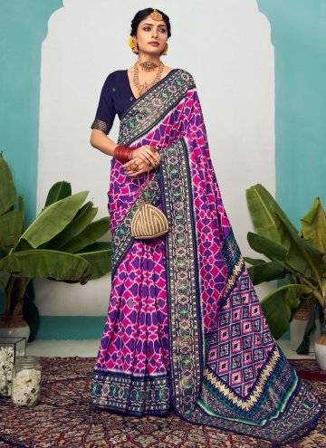 Alluring Purple Cotton Silk Polka Dotted Trendy Saree for Ceremonial