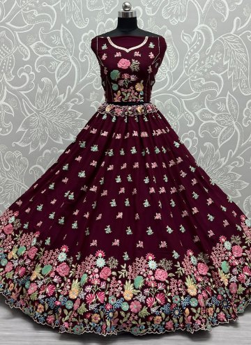 Alluring Purple Georgette Embroidered Lehenga Choli for Engagement