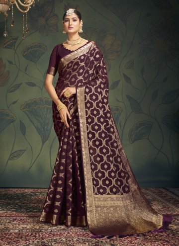 Alluring Purple Georgette Woven Trendy Saree
