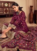Alluring Purple Organza Digital Print Salwar Suit - 1