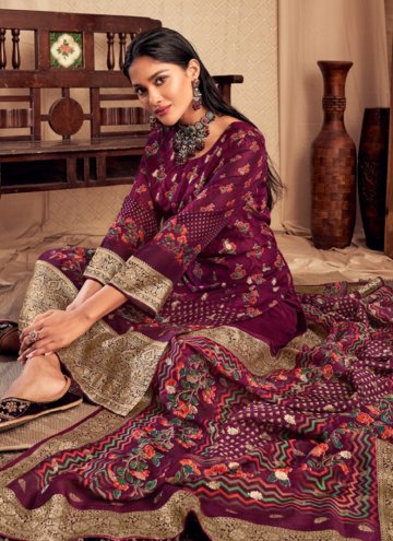 Alluring Purple Organza Digital Print Salwar Suit