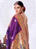 Alluring Purple Silk Woven Classic Designer Saree - 1