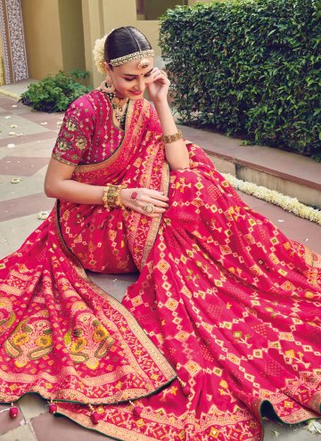 Alluring Rani Pure Georgette Embroidered Trendy Saree for Reception