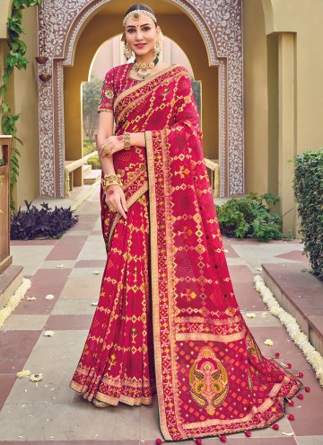 Alluring Rani Pure Georgette Embroidered Trendy Saree for Reception