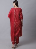 Alluring Red Cotton  Embroidered Trendy Salwar Kameez for Festival - 1