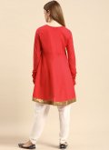 Alluring Red Rayon Embroidered Party Wear Kurti - 1