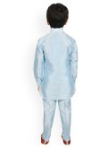Alluring Turquoise Art Dupion Silk Plain Work Kurta Pyjama - 1