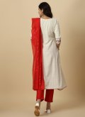 Alluring White Cotton  Embroidered Designer Salwar Kameez - 2