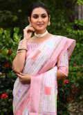 Alluring Woven Linen Pink Contemporary Saree - 1