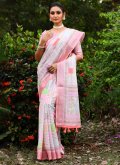 Alluring Woven Linen Pink Contemporary Saree - 2