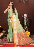 Alluring Woven Soft Cotton Green Classic Designer Saree - 3