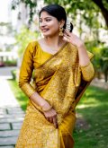 Alluring Yellow Handloom Silk Border Classic Designer Saree for Casual - 1