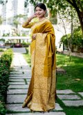 Alluring Yellow Handloom Silk Border Classic Designer Saree for Casual - 2