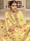 Alluring Yellow Jacquard Embroidered Pakistani Suit - 1