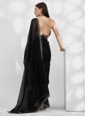 Amazing Black Chiffon Swarovski Classic Designer Saree for Ceremonial - 2