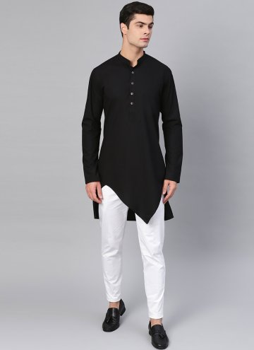 Amazing Black Cotton  Plain Work Kurta Pyjama for 